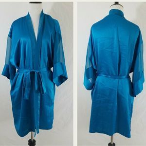 Vtg Victoria's Secret Gold Label Robe Sheer Sleeve